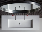 Plan vasque lavabo de 96 cm, sur mesure, Largeur 120 à 200 cm x Profondeur 46 à 80 cm, résine composite de haute qualité, Finition lisse blanc BRILLANT laqué, Livraison Offerte.